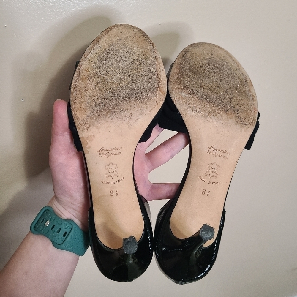 Butter Black Peep Toe Heels - Picture 6 of 7